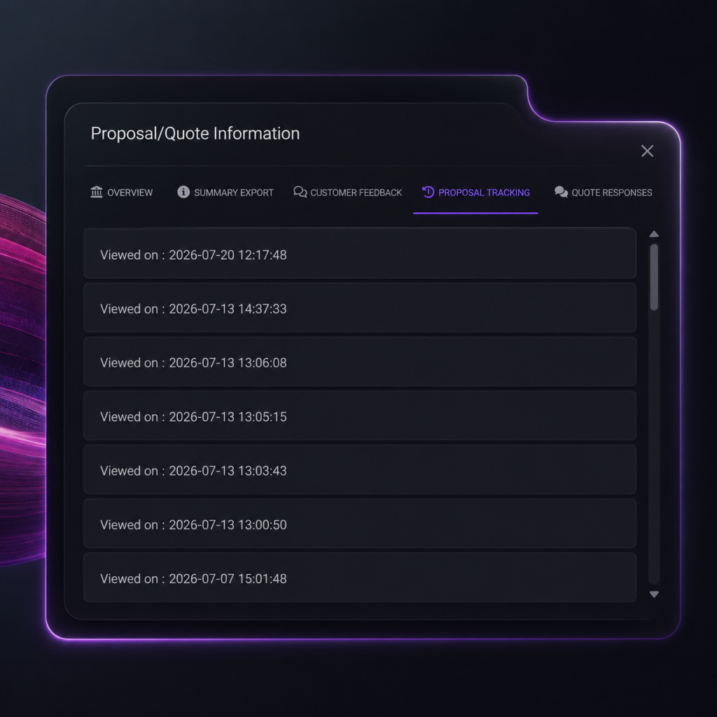 Proposal Tracking Mockup in ETHERIA